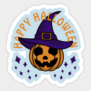 HAPPY HALLOWEEN JACK 'O LANTERN WEAR THE WITCH HAT Sticker